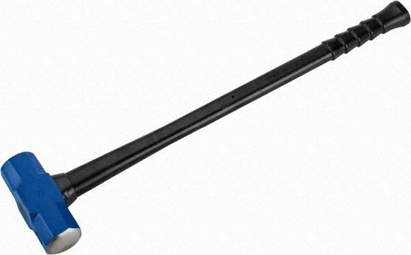 NUPLA - 10 Lb Head, 32" Long Soft Steel Safety Sledge Hammer - Steel Head, 2-1/8" Face Diam, 6-3/4" Long Head, Fiberglass Handle - Benchmark Tooling
