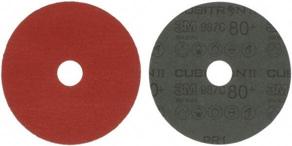 3M - 5" Diam 7/8" Hole 80 Grit Fiber Disc - Medium Grade, Ceramic, 12,000 Max RPM, Series 987C - Benchmark Tooling