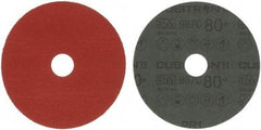 3M - 5" Diam 7/8" Hole 80 Grit Fiber Disc - Medium Grade, Ceramic, 12,000 Max RPM, Series 987C - Benchmark Tooling