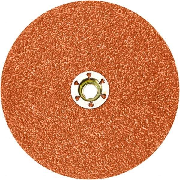 3M - 5" Diam 5/8-11 Threaded Hole 80 Grit Fiber Disc - Medium Grade, Ceramic, 12,000 Max RPM, Series 987C - Benchmark Tooling