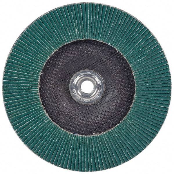 3M - 40 Grit, 4-1/2" Disc Diam, 7/8" Center Hole, Type 27 Zirconia Alumina Flap Disc - 13,300 Max RPM, Cloth Backing, Arbor Attaching System, Coated - Benchmark Tooling