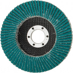 3M - 40 Grit, 4-1/2" Disc Diam, 7/8" Center Hole, Type 27 Zirconia Alumina Flap Disc - 13,300 Max RPM, Cloth Backing, Arbor Attaching System, Coated - Benchmark Tooling
