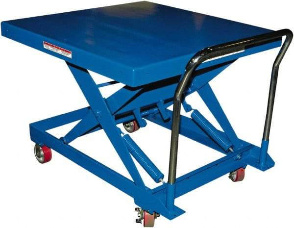 Vestil - 500 Lb Capacity Manual Scissor Elevating Cart - 14" to 34" Lift Height, 42" Platform Length x 42" Platform Width - Benchmark Tooling