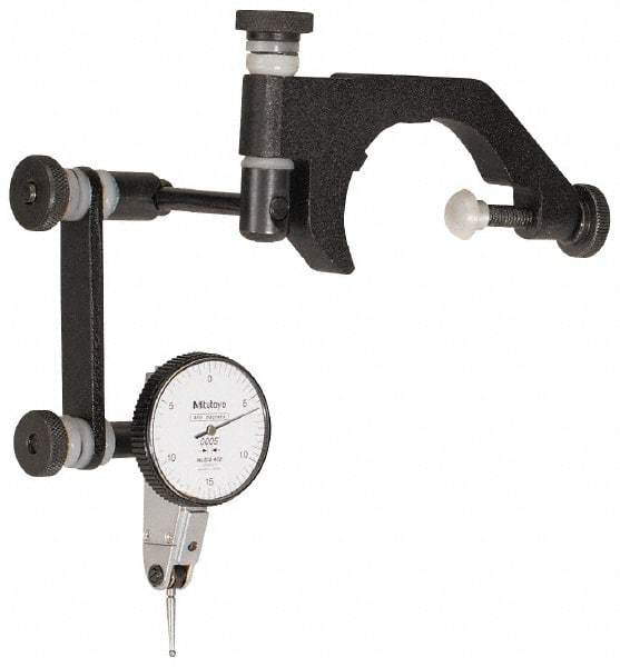 Mitutoyo - 0.0005" Graduation, 0.03" Max Meas, 0-15-0 Dial Reading, Indicator & Base Kit - 1-1/2" Dial Diam - Benchmark Tooling