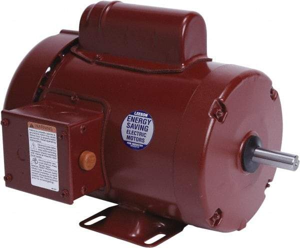 Leeson - 1 Max hp, 1,800 Max RPM, Electric AC DC Motor - 115/208-230 V Input, Single Phase, 56 Frame, 5/8" Shaft Diam, Rigid Base Mount, TEFC Enclosure - Benchmark Tooling