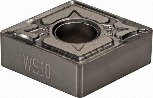 Walter - CNGG432 NFT Grade WS10 Carbide Turning Insert - Uncoated, 80° Diamond, 1/2" Inscr Circle, 3/16" Thick, 1/32" Corner Radius - Benchmark Tooling