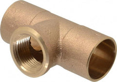 NIBCO - 1 x 1 x 3/4" Cast Copper Pipe Tee - C x C x F, Pressure Fitting - Benchmark Tooling