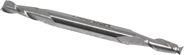 Made in USA - 5/32", 7/16" LOC, 3/16" Shank Diam, 2-1/4" OAL, 2 Flute, High Speed Steel Square End Mill - Double End, Uncoated, Spiral Flute, 30° Helix, Centercutting - Benchmark Tooling
