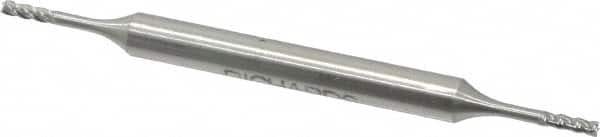 Made in USA - 1/16", 7/32" LOC, 3/16" Shank Diam, 2-1/2" OAL, 4 Flute, High Speed Steel Square End Mill - Double End, Uncoated - Benchmark Tooling