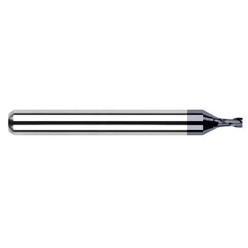 Miniature End Mills - Stub & Standard - 0.0300″ Cutter Diameter × 0.0900″ Length of Cut Carbide Square End Mill, 2 Flutes, AlTiN Coated - Exact Industrial Supply