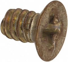 Made in USA - #4-40 UNC, 3/16" OAL Phillips Drive Machine Screw - Flat Head, Grade 3 Steel, Yellow Cadmium-Plated Finish, Without Washer - Benchmark Tooling