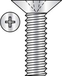 Made in USA - #8-32 UNC, 1/2" OAL Phillips Drive Machine Screw - Flat Head, Grade 3 Steel, Yellow Cadmium-Plated Finish, Without Washer - Benchmark Tooling