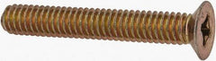 Made in USA - #8-32 UNC, 1-3/16" OAL Phillips Drive Machine Screw - Flat Head, Grade 3 Steel, Yellow Cadmium-Plated Finish, Without Washer - Benchmark Tooling