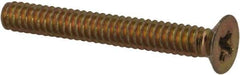 Made in USA - #4-40 UNC, 7/8" OAL Phillips Drive Machine Screw - Flat Head, Grade 3 Steel, Yellow Cadmium-Plated Finish, Without Washer - Benchmark Tooling