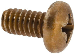 Made in USA - 1/4-20 UNC, 1/2" Length Under Head Phillips Drive Machine Screw - Pan Head, Grade 3 Steel, Yellow Cadmium-Plated Finish, Without Washer - Benchmark Tooling