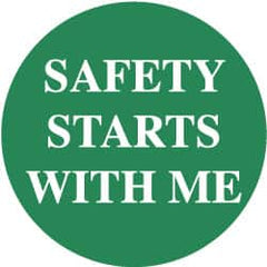 NMC - Safety Starts with Me, Hard Hat Label - White on Green, 2" Thick, For Accident Prevention - Benchmark Tooling