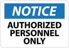 NMC - Security & Admittance Label, Header: NOTICE - Legend: Notice - Authorized Personnel Only, English, Black, Blue & White, 5" Long x 3" High, Sign Muscle Finish - Benchmark Tooling