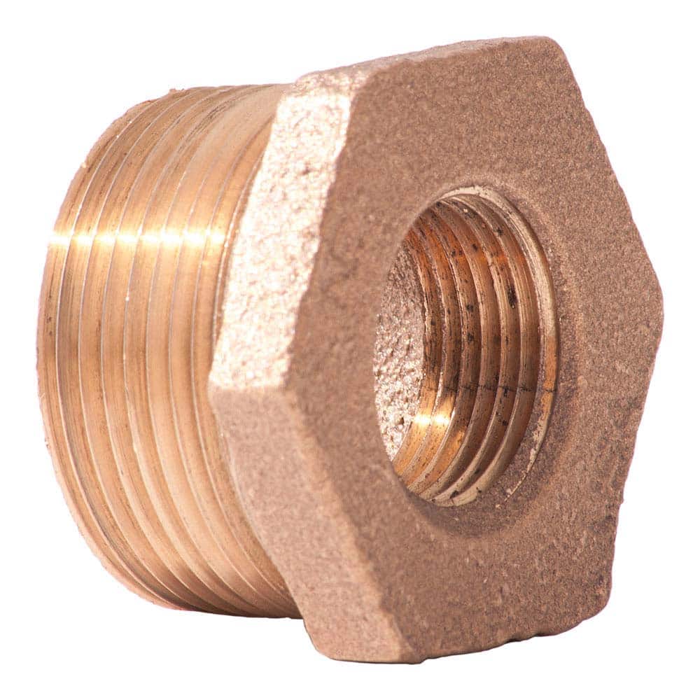 Merit Brass - Brass & Chrome Pipe Fittings Type: Hex Bushing Fitting Size: 2-1/2 x 1-1/4 - Benchmark Tooling