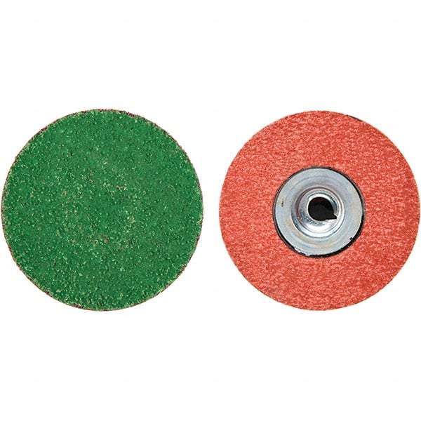 Merit Abrasives - 3" Disc Diam, 40 Grit, Zirconia Alumina Quick Change Disc - Type S Attaching System, Coated, Blue, Coarse Grade, 20,000 RPM - Benchmark Tooling