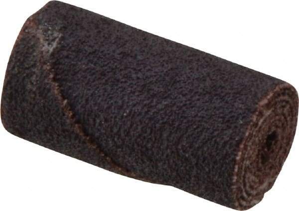 Merit Abrasives - 3/4" Max Roll Diam x 1-1/2" OAL, 60 Grit Aluminum Oxide Straight Cartridge Roll - 3/16" Pilot Hole Diam, Medium Grade - Benchmark Tooling