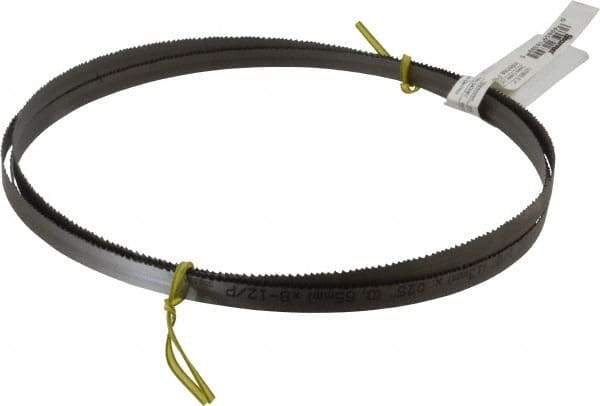 Starrett - 8 to 12 TPI, 8' 2" Long x 1/2" Wide x 0.025" Thick, Welded Band Saw Blade - Bi-Metal, Toothed Edge, Raker Tooth Set, Contour Cutting - Benchmark Tooling
