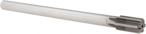Made in USA - 23/32" Diam, 9/16" Max Diam Straight Shank, 1-1/4" Flute Length, Machine Expansion Reamer - Straight Flute, 9" OAL, Right Hand Cut, 6 Flutes, High Speed Steel, Bright Finish - Benchmark Tooling