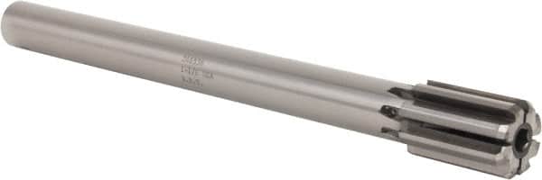 Made in USA - 1-1/8" Diam, 7/8" Max Diam Straight Shank, 1-3/4" Flute Length, Machine Expansion Reamer - Straight Flute, 11" OAL, Right Hand Cut, 8 Flutes, Carbide-Tipped, Bright Finish - Benchmark Tooling