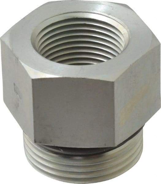 Parker - 1-5/16 - 12 Male Thread x 3/4 Female Thread, Zinc Plated Steel Industrial Pipe Adapter - Male Straight Thread O-Ring x Female NPTF, 4,000 psi - Benchmark Tooling