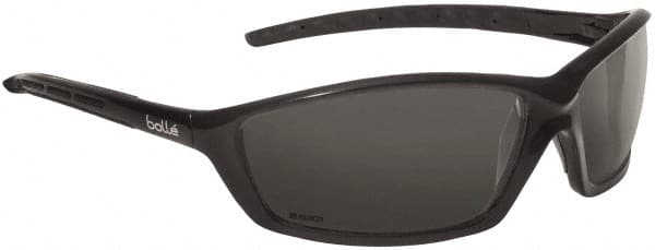 bolle SAFETY - Gray Lenses, Framed Safety Glasses - Scratch Resistant, Black Polycarbonate/Thermoplastic Rubber Frame, Wrap Around - Benchmark Tooling