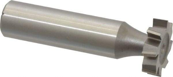 Made in USA - 3/4" Diam x 3/16" Face Width, High Speed Steel, 8 Teeth, Shank Connection Woodruff Keyseat Cutter - Uncoated, 2-3/16" OAL x 1/2" Shank, Staggered Teeth, ANSI 606, Old Standard 9 - Benchmark Tooling