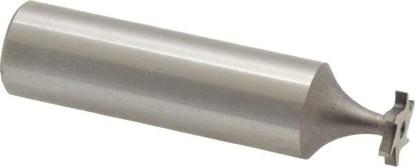 Made in USA - 3/8" Diam x 1/16" Face Width, High Speed Steel, 6 Teeth, Shank Connection Woodruff Keyseat Cutter - Uncoated, 2-1/16" OAL x 1/2" Shank, Staggered Teeth, ANSI 203, Old Standard 211 - Benchmark Tooling