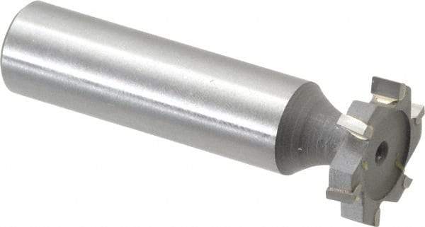 Made in USA - 3/4" Diam x 5/32" Face Width, Carbide-Tipped, 6 Teeth, Shank Connection Woodruff Keyseat Cutter - Uncoated, 2-5/32" OAL x 1/2" Shank, Staggered Teeth, ANSI 506, Old Standard 8 - Benchmark Tooling