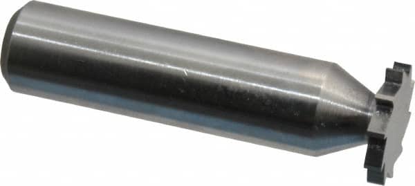 Made in USA - 5/8" Diam x 3/32" Face Width, Solid Carbide, 10 Teeth, Shank Connection Woodruff Keyseat Cutter - Uncoated, 2-3/32" OAL x 1/2" Shank, Straight Teeth, ANSI 305, Old Standard 4 - Benchmark Tooling