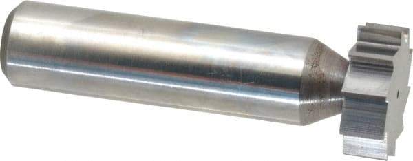 Made in USA - 3/4" Diam x 1/4" Face Width, Solid Carbide, 10 Teeth, Shank Connection Woodruff Keyseat Cutter - Uncoated, 2-1/4" OAL x 1/2" Shank, Straight Teeth, ANSI 806, Old Standard 91 - Benchmark Tooling