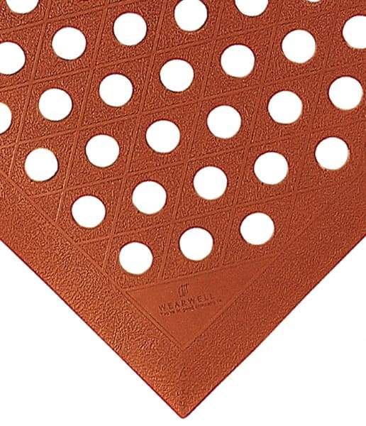 Wearwell - 3' Long, Dry/Wet Environment, Anti-Fatigue Matting - Terra Cotta, Nitrile Blend with Nitrile Rubber Base, Beveled on 4 Sides - Benchmark Tooling