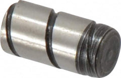 Jergens - 1/4" Diam x 1/2" Pin Length Alloy Steel Grooved Dowel Pin - C 47-58 & C 60-64 (Surface) Hardness, 1 Beveled & 1 Threaded End - Benchmark Tooling