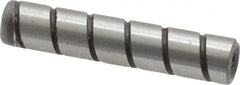 Jergens - 1/4" Diam x 1-1/4" Pin Length Alloy Steel Grooved Dowel Pin - C 47-58 & C 60-64 (Surface) Hardness, 1 Beveled & 1 Threaded End - Benchmark Tooling