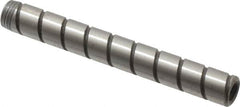 Jergens - 1/4" Diam x 2" Pin Length Alloy Steel Grooved Dowel Pin - C 47-58 & C 60-64 (Surface) Hardness, 1 Beveled & 1 Threaded End - Benchmark Tooling