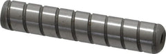 Jergens - 3/8" Diam x 2" Pin Length Alloy Steel Grooved Dowel Pin - C 47-58 & C 60-64 (Surface) Hardness, 1 Beveled & 1 Threaded End - Benchmark Tooling