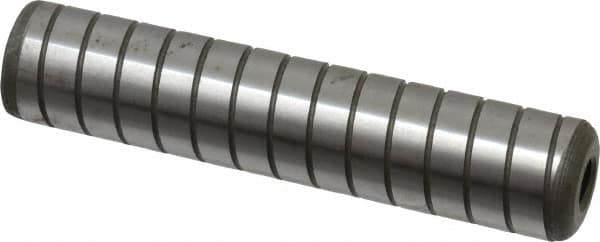Jergens - 5/8" Diam x 3" Pin Length Alloy Steel Grooved Dowel Pin - C 47-58 & C 60-64 (Surface) Hardness, 1 Beveled & 1 Threaded End - Benchmark Tooling