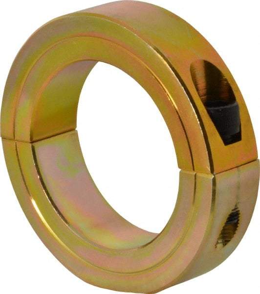 Climax Metal Products - 2-3/16" Bore, Steel, Two Piece Clamping Shaft Collar - 3-1/4" Outside Diam, 3/4" Wide - Benchmark Tooling