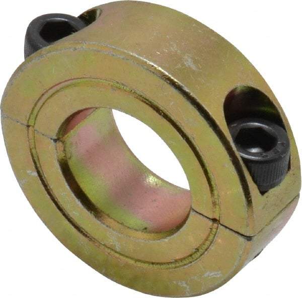 Climax Metal Products - 11/16" Bore, Steel, Two Piece Clamping Shaft Collar - 1-3/8" Outside Diam, 7/16" Wide - Benchmark Tooling