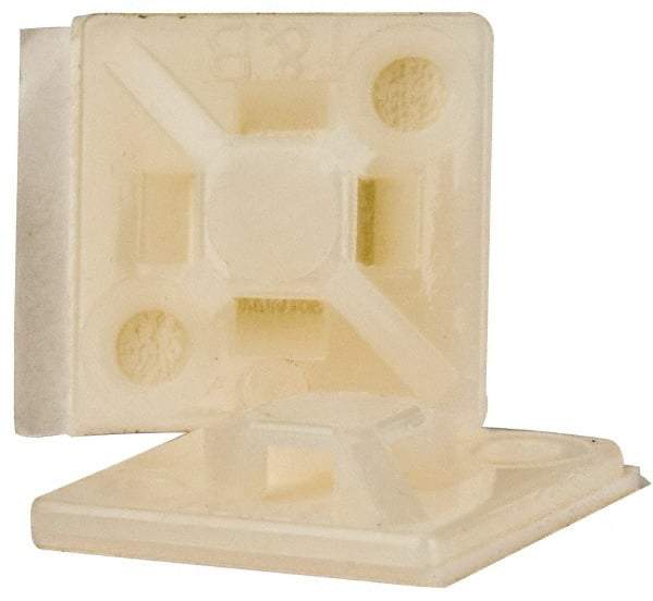 Thomas & Betts - Natural (Color), Nylon, Four Way Cable Tie Mounting Base - 3/4" Long x 0.205" High x 3/4" Wide Adhesive Back, Screw Size 6 - Benchmark Tooling