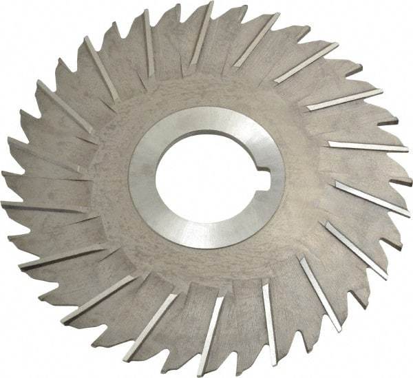 Made in USA - 5" Blade Diam x 1/8" Blade Thickness, 1-1/4" Hole, 36 Teeth, High Speed Steel Side Chip Saw - Staggered Tooth, Arbor Connection, Right Hand Cut, Uncoated - Benchmark Tooling