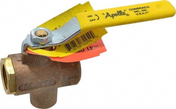 Apollo - 1/2" Pipe, Full Port, Bronze Standard Ball Valve - 2 Piece, Inline - One Way Flow, FNPT x FNPT Ends, Lever Handle, 125 WOG - Benchmark Tooling
