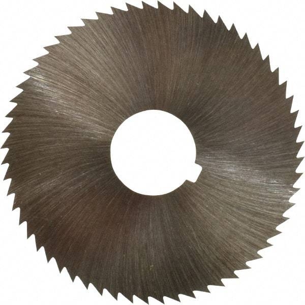 Made in USA - 2-1/4" Diam x 0.028" Blade Thickness x 5/8" Arbor Hole Diam, 60 Tooth Slitting and Slotting Saw - Arbor Connection, Right Hand, Uncoated, High Speed Steel, Concave Ground, Contains Keyway - Benchmark Tooling