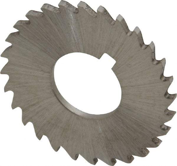 Made in USA - 1-1/4" Diam x 1/16" Blade Thickness x 1/2" Arbor Hole Diam, 28 Tooth Slitting and Slotting Saw - Arbor Connection, Right Hand, Uncoated, High Speed Steel, Concave Ground, Contains Keyway - Benchmark Tooling