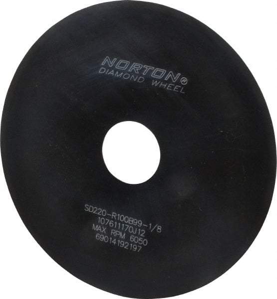 Norton - 6" Diam x 1-1/4" Hole x 1/32" Thick, 220 Grit Surface Grinding Wheel - Diamond, Type 1A1, Very Fine Grade, Resinoid Bond - Benchmark Tooling