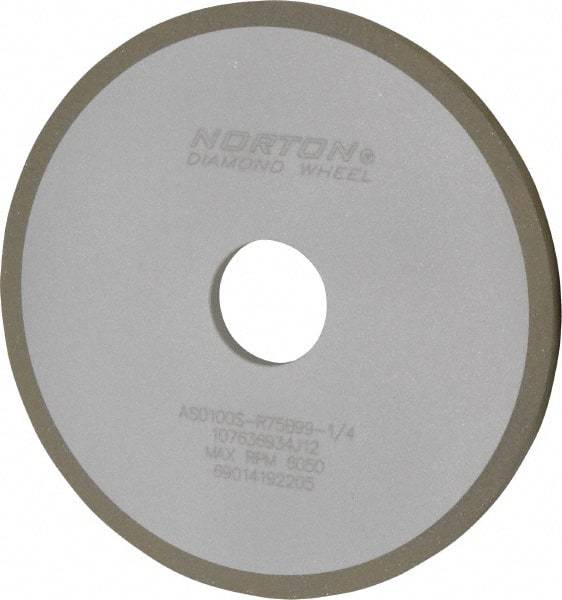 Norton - 6" Diam x 1-1/4" Hole x 1/4" Thick, 100 Grit Surface Grinding Wheel - Diamond, Type 1A1, Fine Grade, Resinoid Bond - Benchmark Tooling