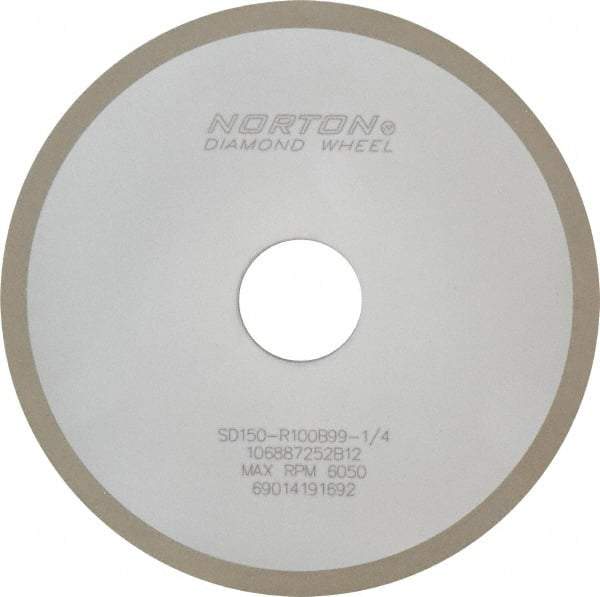Norton - 6" Diam x 1-1/4" Hole x 1/4" Thick, 150 Grit Surface Grinding Wheel - Diamond, Type 1A1, Very Fine Grade, Resinoid Bond - Benchmark Tooling